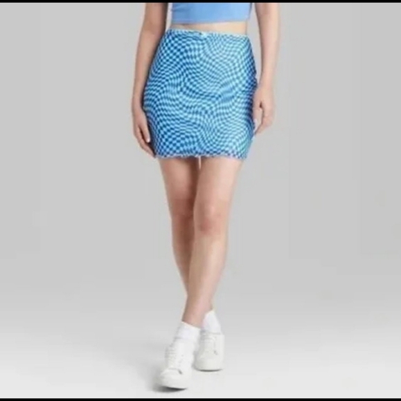Wild and fable blue mesh mini skirt size M NWT - Picture 3 of 12